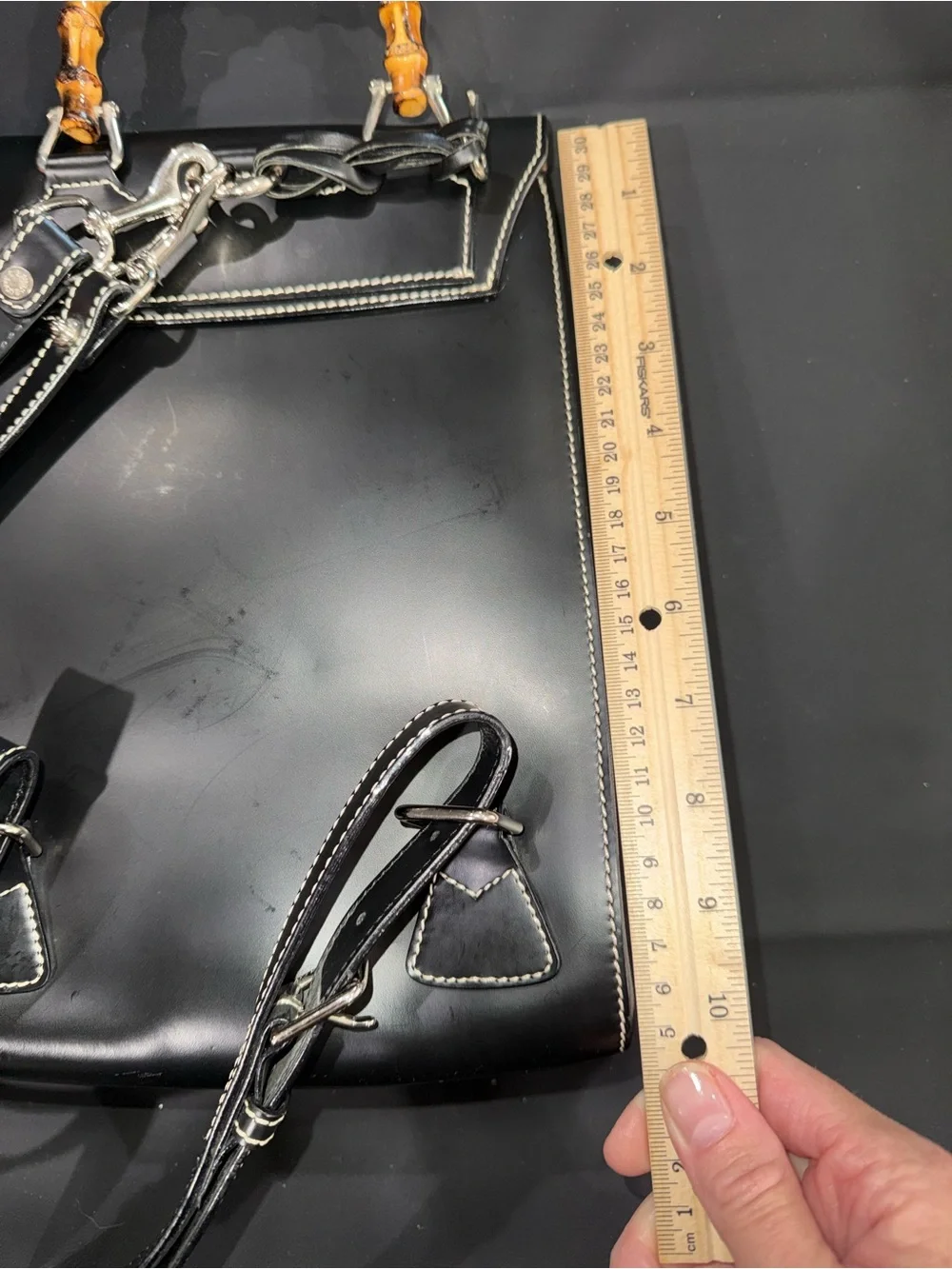 Dooney & Bourke Black Leather Bamboo-Handle Backpack
